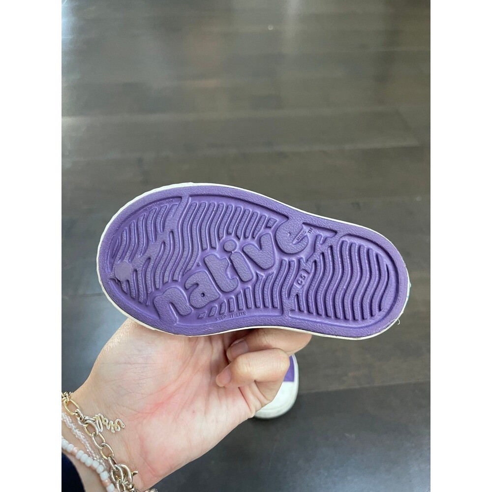 Native Little Girls Jefferson Lilac Rubber Waterproof No Lace Slip On Shoe Sz C5 - Picture 4 of 5